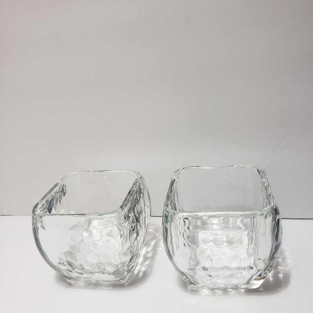 Set Of 2 PARTYLITE Beehive Honeycomb Faceted Crystal Candle Holders